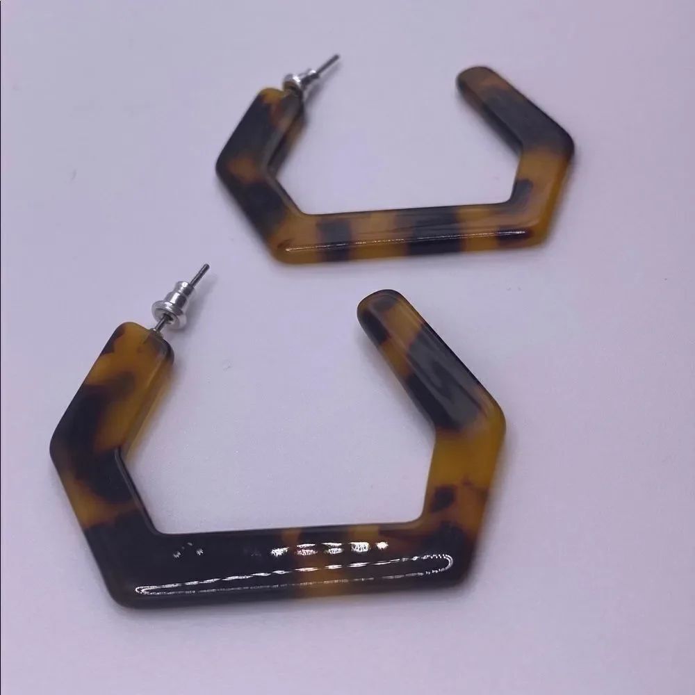 4/$20 Geometric Tortoise Hoop Earrings - Picture 3 of 5